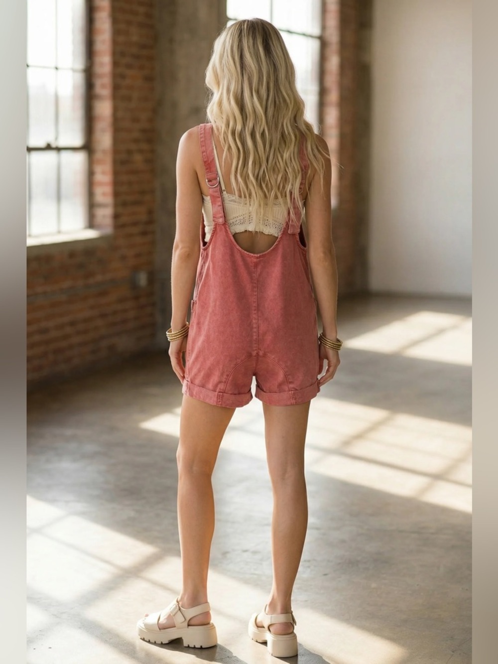 NWT Washed Cabernet Adjustable Buckle Strap Romper Jumper Shortalls - Picture 7 of 7